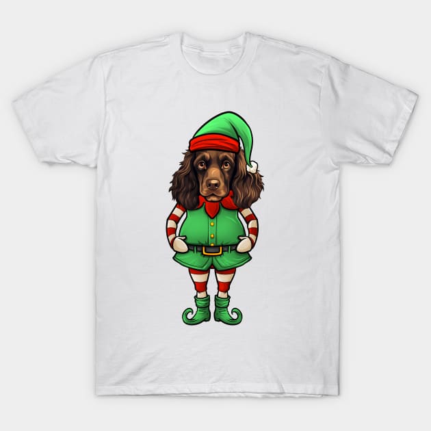 Funny Christmas Elf Boykin Spaniel Dog T-Shirt by whyitsme